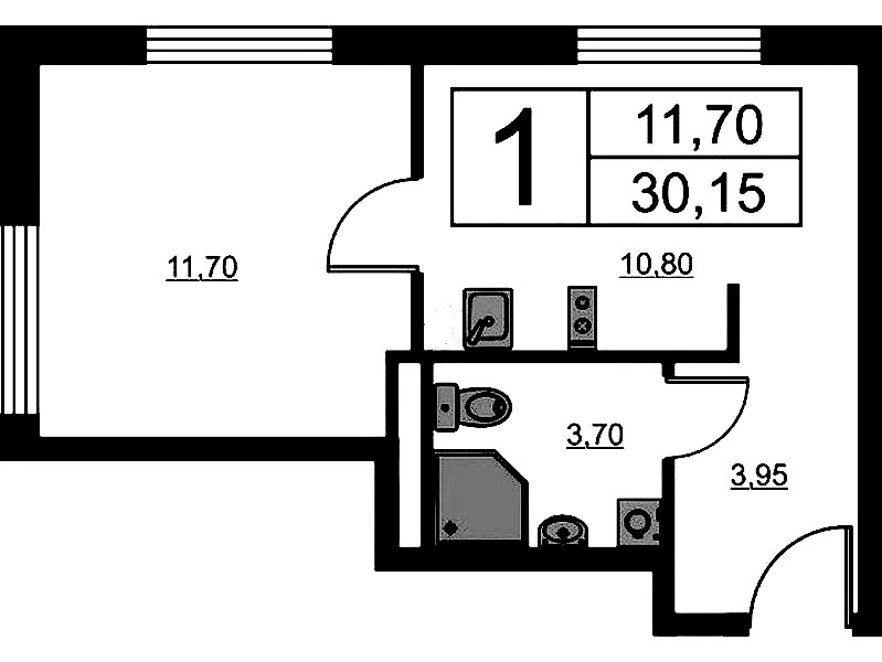 1-комнатная квартира 30.15 м², 7/16 эт., ЖК «Avenue Apart Pulkovo»